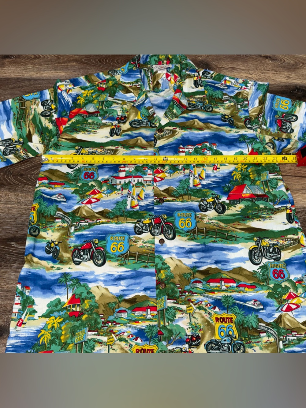 Route 66 Beach Cotton Hawaiian Shirt All Over Print Lightweight Button Down XL - Picture 7 of 10